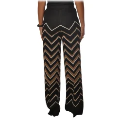 Twinset Trousers-- Palazzo Trousers in Geometric Pattern - Black/Gold - Trousers - Made in Italy - Luxury Exclusive Collection - Avvenice