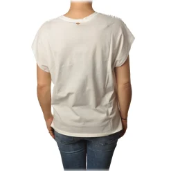 Twinset T-shirt-- T-Shirt Oversized with Beads Embroidered - White - T-shirt - Made in Italy - Luxury Exclusive Collection - Avvenice