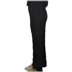 Twinset Trousers-- Wide Leg Trousers Peacock Stitch Processing - Black - Trousers - Made in Italy - Luxury Exclusive Collection - Avvenice