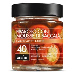 Ursini Preserved Foods-- Filled Hot Pepper with Salted Codfish Mousse - 40 - Stuffed - Delicacies - Organic Italian Extra Virgin Olive Oil - Avvenice