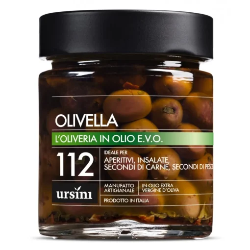 Ursini Preserved Foods-- Olivella - 112 - In Extra Virgin Oil - Olives - Organic Italian Extra Virgin Olive Oil - Avvenice