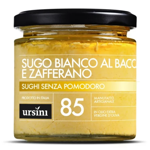 Ursini Preserved Foods-- White Sauce with Salted Codfish and Saffron - 85 - Without Tomatoes - Sauces - Organic Italian Extra Virgin Olive Oil - Avvenice