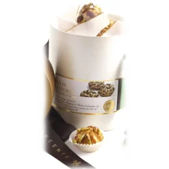 Vincente Delicacies Sweets-- Almond Cookies with Sicilian Pistachios - Fine Pastry with Almonds in Cylindrical Box - Avvenice