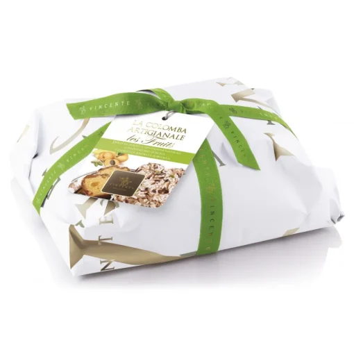 Vincente Delicacies Sweets-- Les Fruits Easter Dove - Pineapple, Apricot and Sicilian Pistachio - Classique - Hand Wrapped Artisan - Avvenice