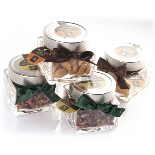 Vincente Delicacies Fruits-- Lightly Toasted Sicilian Almonds - Arabesque - Dried Fruits in Ribbon Box - Avvenice