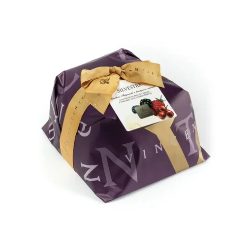 Vincente Delicacies Sweets-- Panettone Coated with White Chocolate with Wild Fruits - Silvestre - Hand Wrapped Artisan - Avvenice