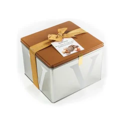 Vincente Delicacies Sweets-- Panettone Covered with Milk Chocolate and Hazelnuts - Nucilla - Artisan in Metallic Box - Avvenice
