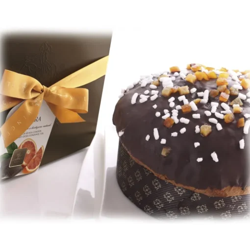 Vincente Delicacies Sweets-- Panettone Covered with Milk Chocolate and Hazelnuts - Nucilla - Artisan in Metallic Box - Avvenice