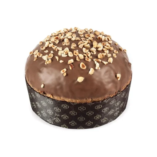 Vincente Delicacies Sweets-- Panettone Covered with Milk Chocolate and Hazelnuts - Nucilla - Artisan in Metallic Box - Avvenice