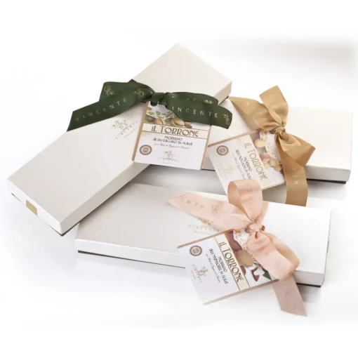 Vincente Delicacies Sweets-- Soft Nougat Bar with Sicilian Hazelnuts - Ribbon Box - Avvenice