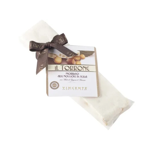 Vincente Delicacies Sweets-- Soft Nougat Bar with Sicilian Hazelnuts - Opal Ribbon Flow-Pack - Avvenice