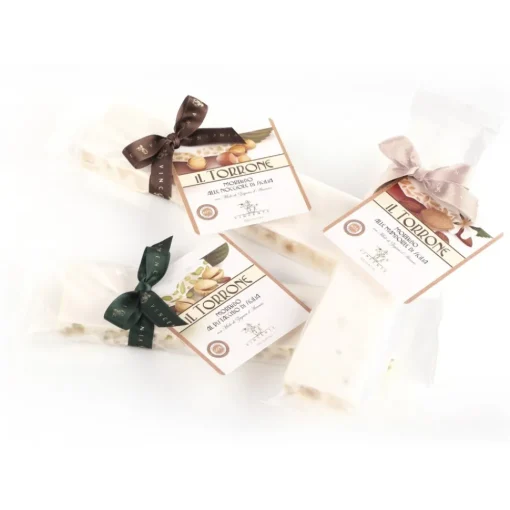Vincente Delicacies Sweets-- Soft Nougat Bar with Sicilian Hazelnuts - Opal Ribbon Flow-Pack - Avvenice
