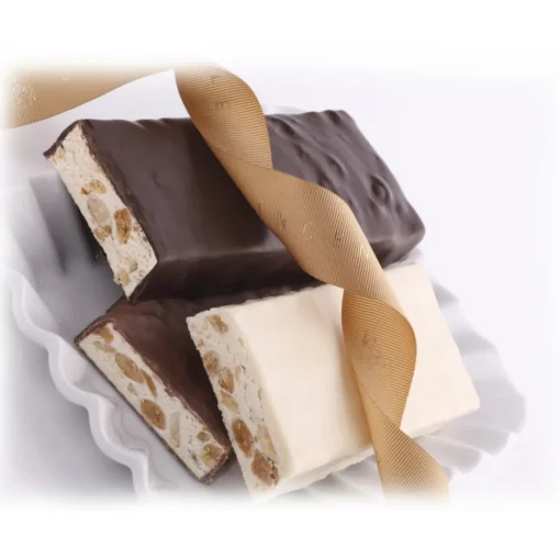 Vincente Delicacies Sweets-- Soft Nougat Bar with Sicilian Almonds and Covered with Fine White Chocolate - Opal Box - Avvenice