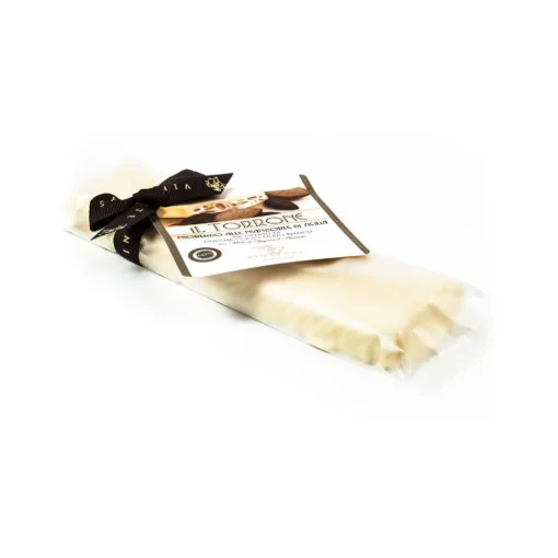 Vincente Delicacies Sweets-- Soft Nougat Bar with Sicilian Almonds and Covered with Fine White Chocolate - Opal Box - Avvenice