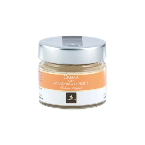 Vincente Delicacies Sweets-- Sweet Cream Spread with Sicilian Almonds - Artisan Spreadable Creams - 90 g - Avvenice