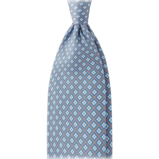 Viola Milano Ties & Bow Ties-- Artisan Pattern Selftipped Silk Tie - Denim Mix - Handmade in Italy - Luxury Exclusive Collection - Avvenice