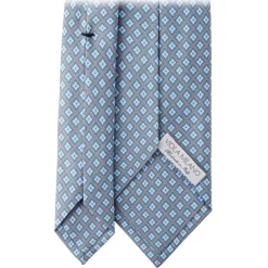 Viola Milano Ties & Bow Ties-- Artisan Pattern Selftipped Silk Tie - Denim Mix - Handmade in Italy - Luxury Exclusive Collection - Avvenice