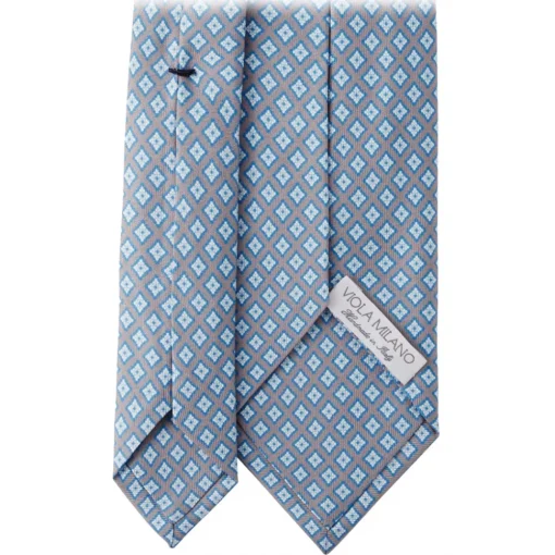 Viola Milano Ties & Bow Ties-- Artisan Pattern Selftipped Silk Tie - Denim Mix - Handmade in Italy - Luxury Exclusive Collection - Avvenice