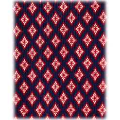 Viola Milano Ties & Bow Ties-- Artisan Pattern Selftipped Silk Tie - Navy/Red - Handmade in Italy - Luxury Exclusive Collection - Avvenice