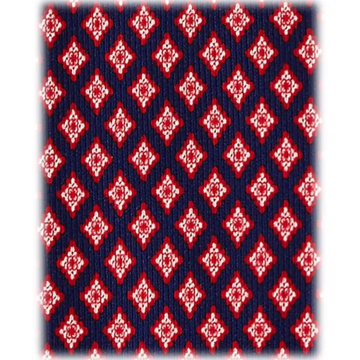 Viola Milano Ties & Bow Ties-- Artisan Pattern Selftipped Silk Tie - Navy/Red - Handmade in Italy - Luxury Exclusive Collection - Avvenice