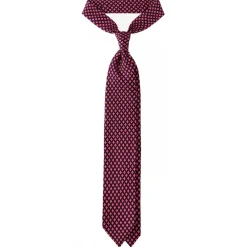 Viola Milano Ties & Bow Ties-- Artisan Pattern Selftipped Silk Tie - Navy/Red - Handmade in Italy - Luxury Exclusive Collection - Avvenice