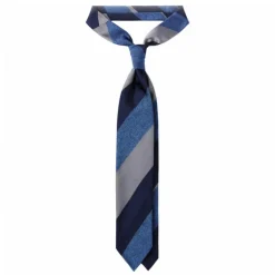 Viola Milano Ties & Bow Ties-- Block Stripe Woven Silk Jacquard Tie - Denim Mix - Made in Italy - Luxury Exclusive Collection - Avvenice