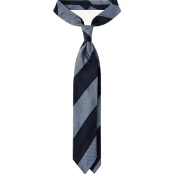 Viola Milano Ties & Bow Ties-- Block Stripe 3-Fold Grenadine Tie - Navy/Sea - Handmade in Italy - Luxury Exclusive Collection - Avvenice