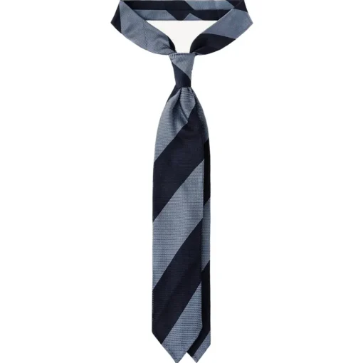 Viola Milano Ties & Bow Ties-- Block Stripe 3-Fold Grenadine Tie - Navy/Sea - Handmade in Italy - Luxury Exclusive Collection - Avvenice