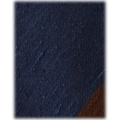 Viola Milano Ties & Bow Ties-- Block Stripe Handrolled Woven Shantung Tie - Navy/Brown - Handmade in Italy - Luxury Exclusive Collection - Avvenice
