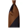 Viola Milano Ties & Bow Ties-- Block Stripe Handrolled Woven Silk Jacquard Tie - Navy/Brown - Handmade in Italy - Luxury Exclusive Collection - Avvenice