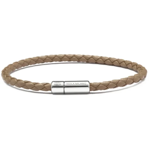 Viola Milano Bracelets-- Braided Italian Leather Bracelet - Taupe - Handmade in Italy - Luxury Exclusive Collection - Avvenice