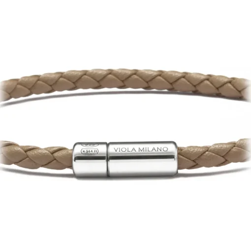 Viola Milano Bracelets-- Braided Italian Leather Bracelet - Taupe - Handmade in Italy - Luxury Exclusive Collection - Avvenice