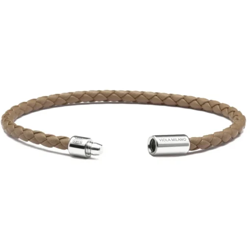 Viola Milano Bracelets-- Braided Italian Leather Bracelet - Taupe - Handmade in Italy - Luxury Exclusive Collection - Avvenice