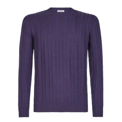 Viola Milano Knitwears-- Cable Knit Lambswool Sweater - Viola - Handmade in Italy - Luxury Exclusive Collection - Avvenice