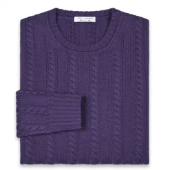 Viola Milano Knitwears-- Cable Knit Lambswool Sweater - Viola - Handmade in Italy - Luxury Exclusive Collection - Avvenice