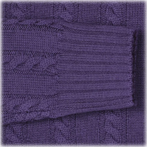 Viola Milano Knitwears-- Cable Knit Lambswool Sweater - Viola - Handmade in Italy - Luxury Exclusive Collection - Avvenice