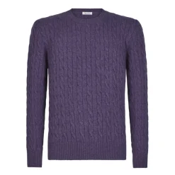Viola Milano Knitwears-- Cable Knit Loro Piana Cashmere Sweater - Viola - Handmade in Italy - Luxury Exclusive Collection - Avvenice