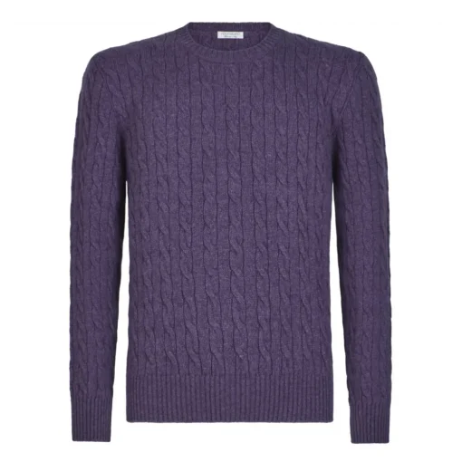 Viola Milano Knitwears-- Cable Knit Loro Piana Cashmere Sweater - Viola - Handmade in Italy - Luxury Exclusive Collection - Avvenice