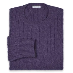 Viola Milano Knitwears-- Cable Knit Loro Piana Cashmere Sweater - Viola - Handmade in Italy - Luxury Exclusive Collection - Avvenice