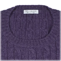 Viola Milano Knitwears-- Cable Knit Loro Piana Cashmere Sweater - Viola - Handmade in Italy - Luxury Exclusive Collection - Avvenice