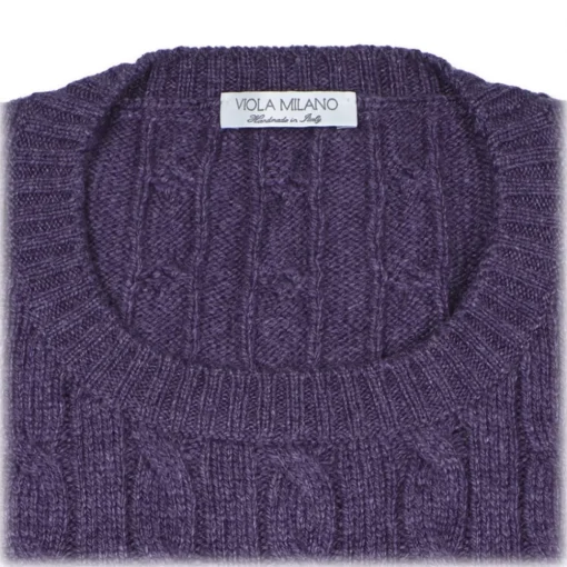 Viola Milano Knitwears-- Cable Knit Loro Piana Cashmere Sweater - Viola - Handmade in Italy - Luxury Exclusive Collection - Avvenice