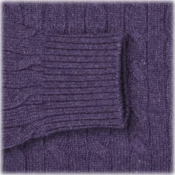 Viola Milano Knitwears-- Cable Knit Loro Piana Cashmere Sweater - Viola - Handmade in Italy - Luxury Exclusive Collection - Avvenice