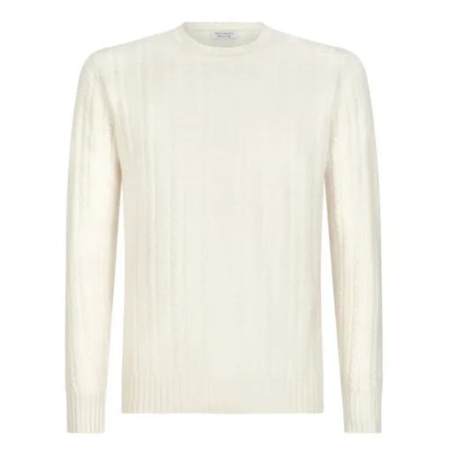 Viola Milano Knitwears-- Cable Knit Lambswool Sweater - Ivory - Handmade in Italy - Luxury Exclusive Collection - Avvenice