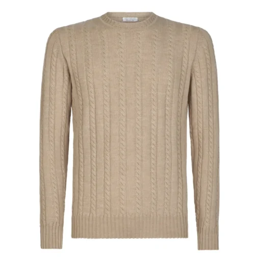 Viola Milano Knitwears-- Cable Knit Lambswool Sweater - Camel - Handmade in Italy - Luxury Exclusive Collection - Avvenice
