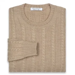 Viola Milano Knitwears-- Cable Knit Lambswool Sweater - Camel - Handmade in Italy - Luxury Exclusive Collection - Avvenice