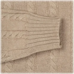 Viola Milano Knitwears-- Cable Knit Lambswool Sweater - Camel - Handmade in Italy - Luxury Exclusive Collection - Avvenice