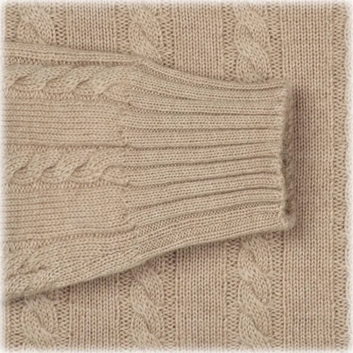Viola Milano Knitwears-- Cable Knit Lambswool Sweater - Camel - Handmade in Italy - Luxury Exclusive Collection - Avvenice
