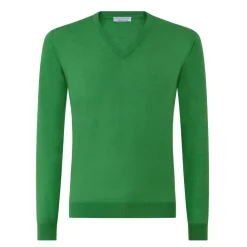 Viola Milano Knitwears-- Cashmere V-Neck Sweater - Apple - Handmade in Italy - Luxury Exclusive Collection - Avvenice