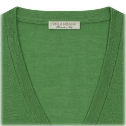 Viola Milano Knitwears-- Cashmere V-Neck Sweater - Apple - Handmade in Italy - Luxury Exclusive Collection - Avvenice
