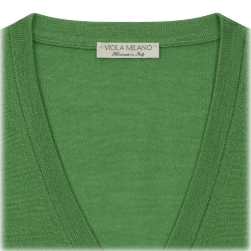 Viola Milano Knitwears-- Cashmere V-Neck Sweater - Apple - Handmade in Italy - Luxury Exclusive Collection - Avvenice